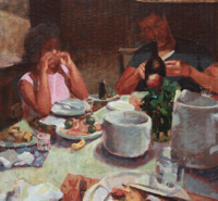la cena - olio su cartone - 2010
